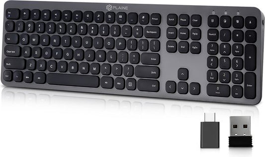 Ergonomische Tastatur - Kabellose Tastatur - Schnurlose Tastatur - USB-C & USB - Leise Tasten - Schwarz/Anthrazit - Geeignet für Windows & Mac
