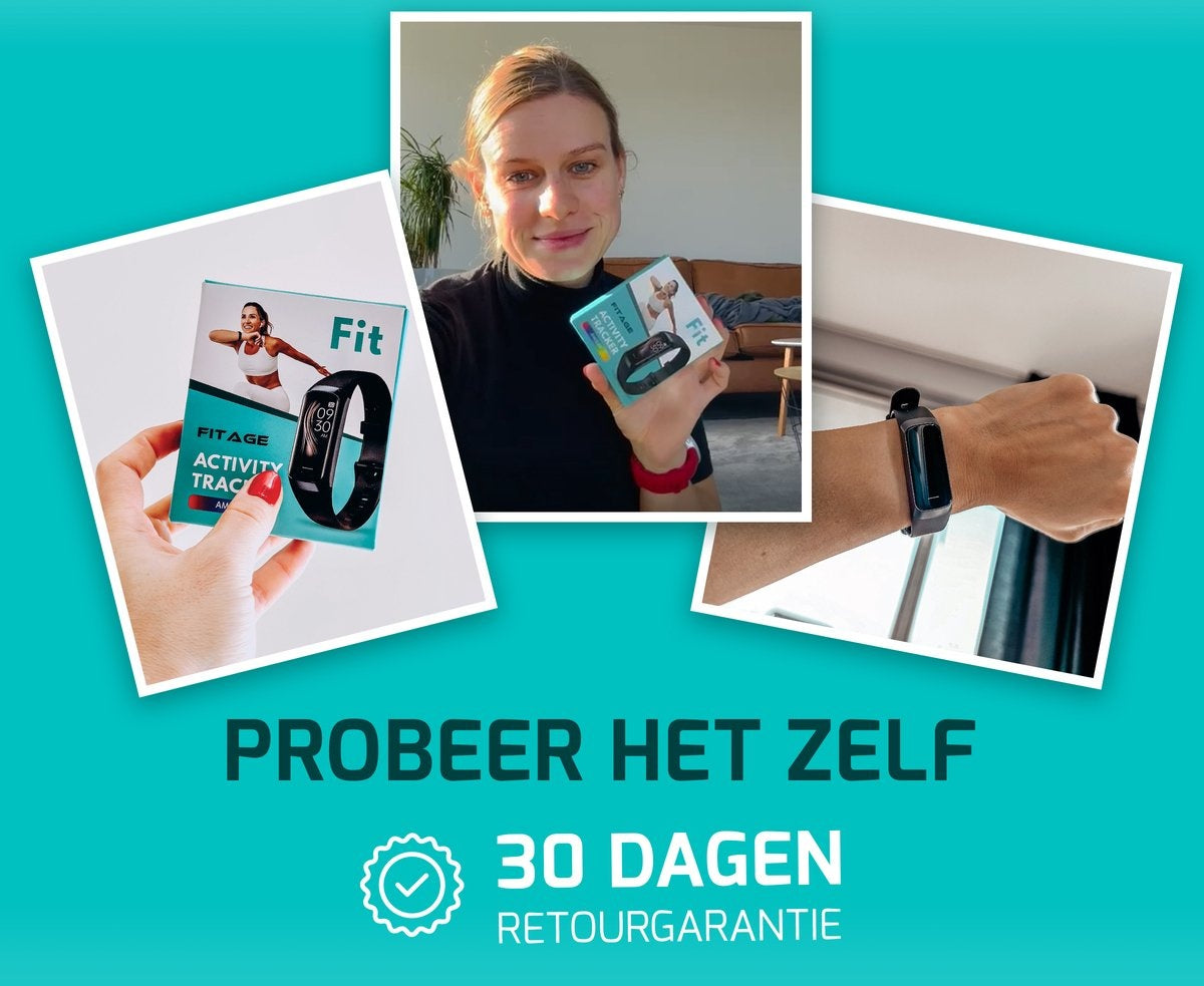FITAGE Schrittzähler - Activity Tracker - Wasserdicht - Schwarz