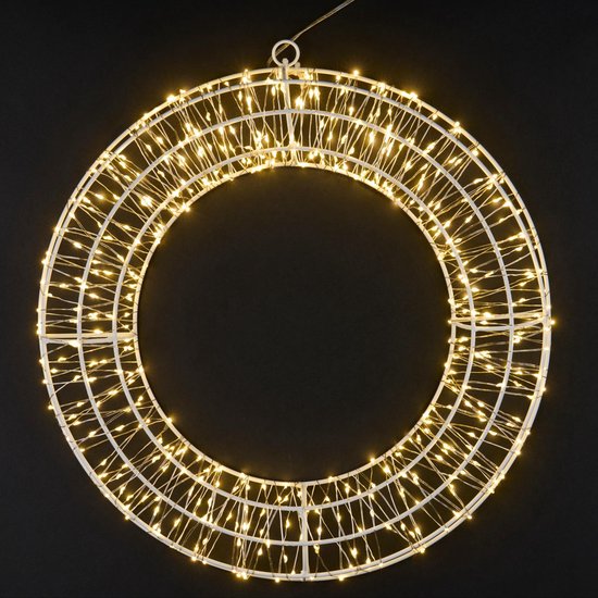 Arti Casa LED-Weihnachtskranz 38cm - Weihnachtsdekoration für Innen und Außen - Mit 480 LEDs und Timer - Weihnachtsdekoration für Tür oder Wand - Weihnachtskranz mit Lichtern - 220-240V
