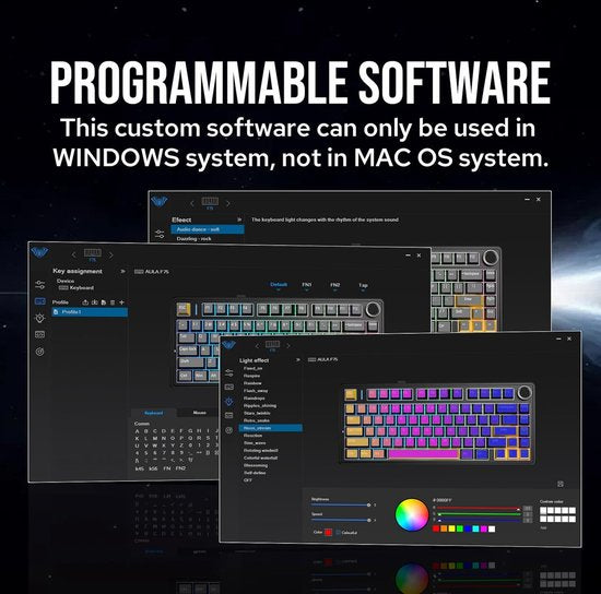 AULA F75 Pro – Kabellose Gaming-Tastatur – Mechanisch – Seitlich bedruckte Tasten – Gasket-Schalter – Hot-Swap – Tri-Mode – QWERTY-Tastatur – 80 Tasten – Schwarz-Grau