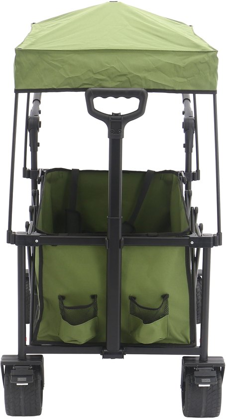 AXI SB221 Zusammenklappbarer Handwagen mit Dach – Grün – Mit Zugstange, Bremsen und Schutzhülle – 100 kg Tragkraft – Leicht zu transportieren – Metall