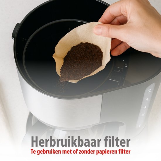 alpina Kaffeemaschine für Filterkaffee, 750 W – Kaffeemaschine mit wiederverwendbarem Kaffeefilter – Kaffeemaschine mit 1,25-Liter-Glaskanne – 10 Tassen Kaffee pro Brühvorgang – Tropfstopp-Kaffeemaschine