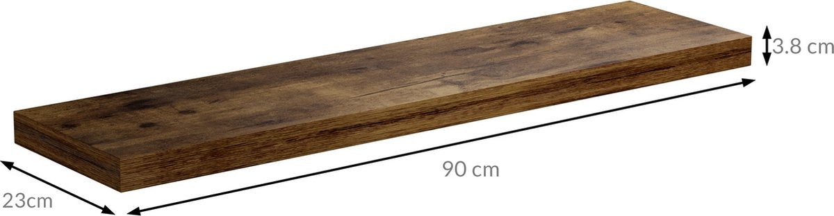 Casaria Wandregal Schwebendes Holzregal 15kg Belastbar Eiche Dunkel 90 cm