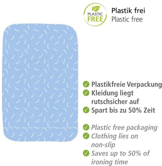 WENKO Air Comfort, Bügelunterlage, Blau, gemustert, Baumwolle, 1300 mm, 650 mm