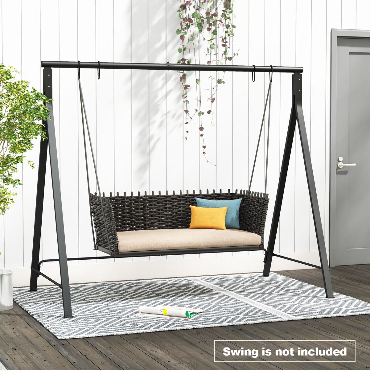 Coast Frame für Swing Bench/Hangchair - 5 Aufhängeringe - Metall Schwarz -210 x 115 x 175 cm - Max 160kg