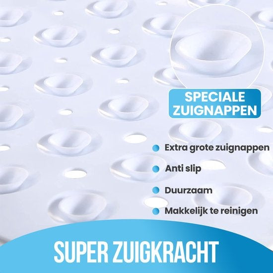 Avalo Badematte / Antirutschmatte Dusche - 100x40CM - Weiß - Mit Saugnäpfen - Duschmatte Antirutsch für Dusche - Badematte