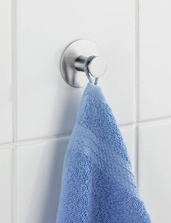 Wenko runde Handtuchhaken, selbstklebend – Silber – Aufhängen ohne Bohren | Selbstklebend