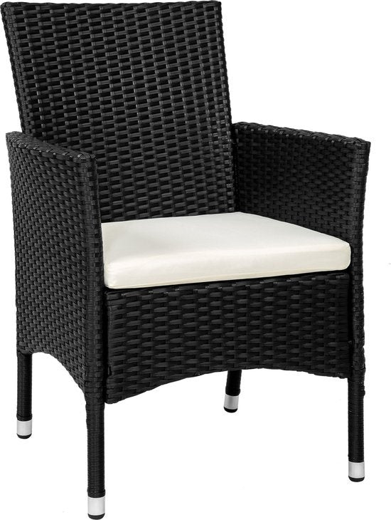 Tectake - 2er Set Gartenstühle - Korbgeflecht mit 4 Kissenbezügen - 404549 - Poly-Rattan - Schwarz