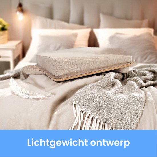 Laptop-Kissen - Schoßtisch - Verstellbar - Ständer für die Arbeit zu Hause - Betttisch - Laptop-Tablett und Tablet-Ständer - Bambus
