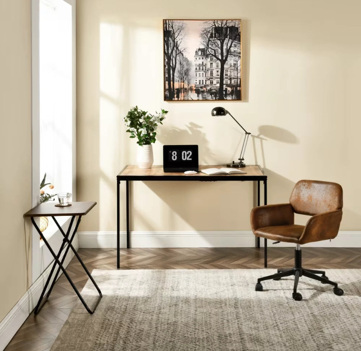Urban Meuble Esstisch 120 x 75 cm – Holzoptik – Schwarzes Metallgestell – Minimalistisch