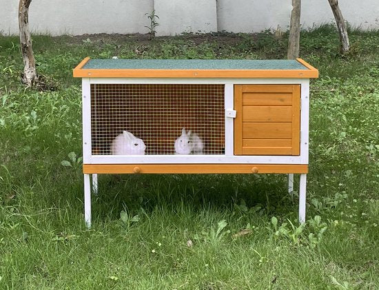 Kaninchenstall – Stall für Nagetiere (Kaninchen, Meerschweinchen) – Tierkäfig – Tierunterkunft – für drinnen und draußen geeignet
