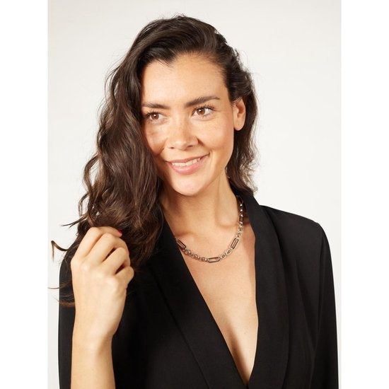 Laura Ferini Damen Halskette Valentina Silber - Silber Gliederkette - 18K Weißgold vergoldet - Halskette - Halskette - Schmuck - Accessoires - Damen Gliederkette