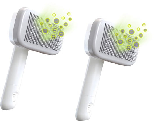 PiddiPet IonBrush Ionen-Tierhaarbürste – Selbstreinigend & batteriebetrieben – Fellpflege für Hunde & Katzen – Weniger statische Aufladung, glänzendes Fell – 2er-Pack