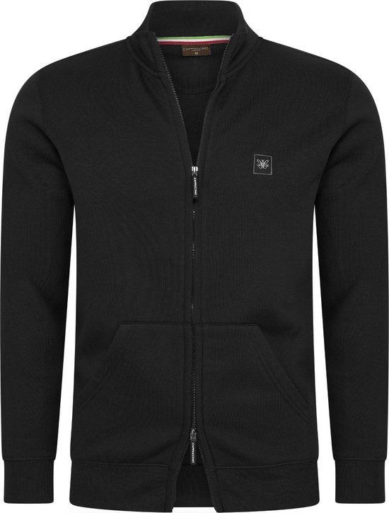 Cappuccino Italia - Herren Pullover Fleece Zip Jack - Schwarz - Größe XL