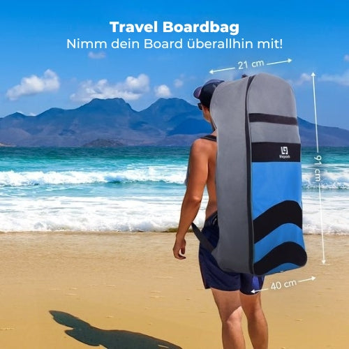 LifeGoods SUP Board - mit Sitz - Aufblasbares Paddle Board - Komplettset - Max. 135KG - 320x81cm - Blau