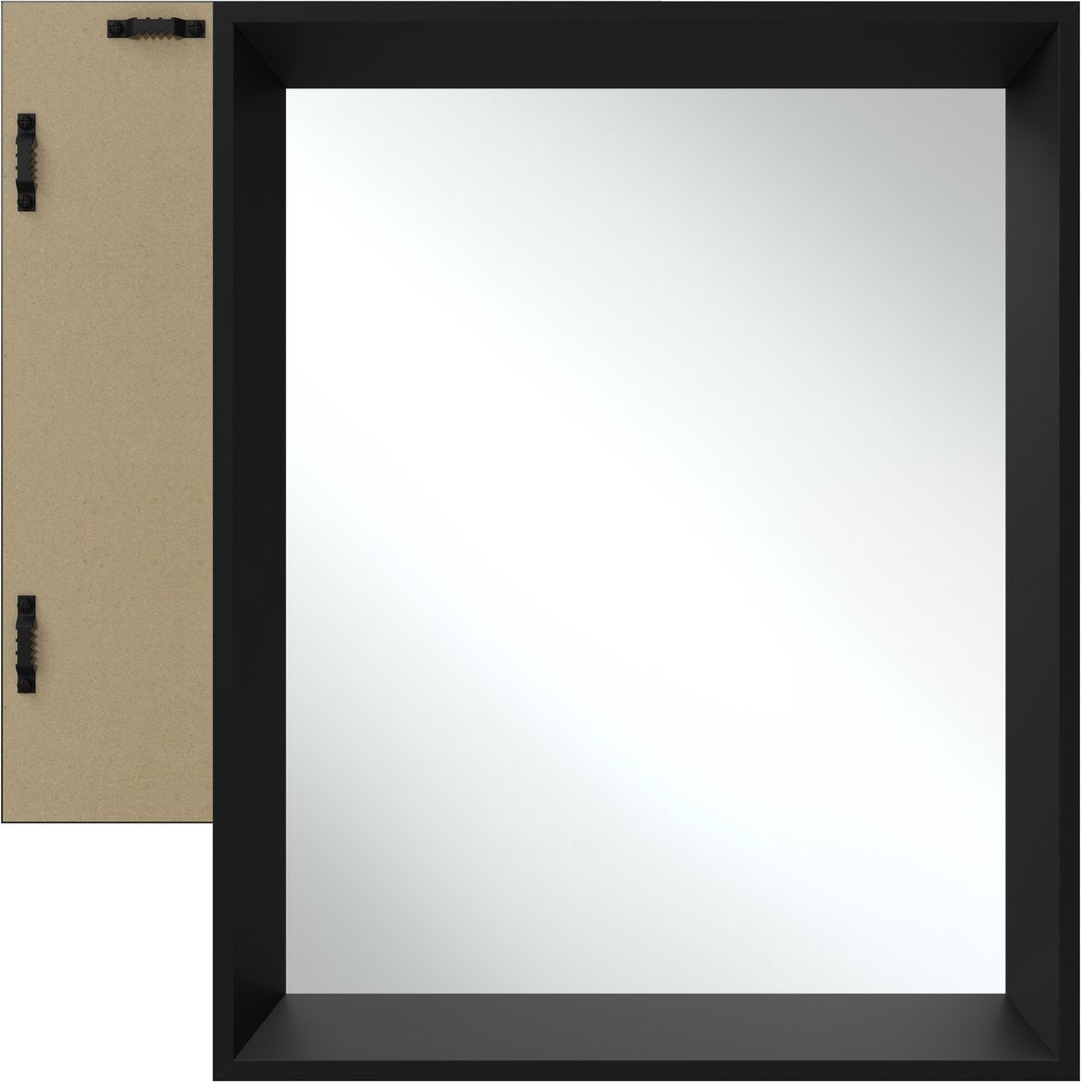 tectake® Wandspiegel Elina - 40,6 x 50,8 cm - Schwarz - Rechteckiger Kunststoffrahmen