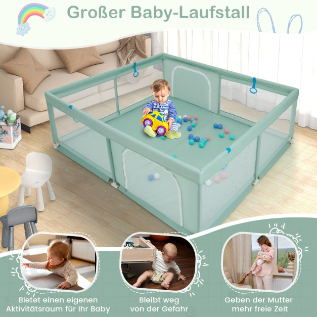 Coast Baby Box - BPA-frei - Türbox - 4 Griffe & 50 Ozeanbälle - 200 x 180cm - Grün
