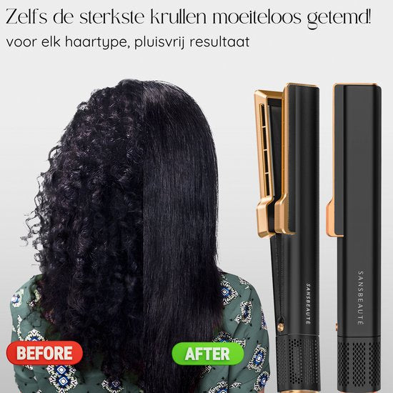 Sansbeauté® - Sanstraight Straightener - Wet-to-Dry - 2 in 1 - Haartrockner & Glätteisen - Coldshot - 80℃ bis 140℃ - Alternativer Dampfglätter