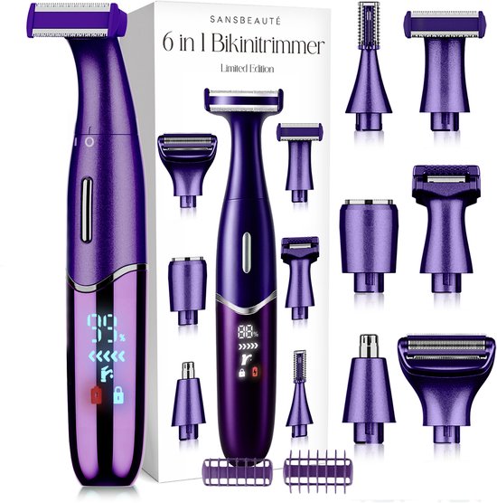 6-in-1 Bikini-Trimmer - Sansbeauté® - Gesicht - Achseln - Beine - Bikinizone - Augenbrauentrimmer - Gesichtshaarentfernung Damen - Intimzone - Ladyshaves Bikini - Epilierer elektrisch
