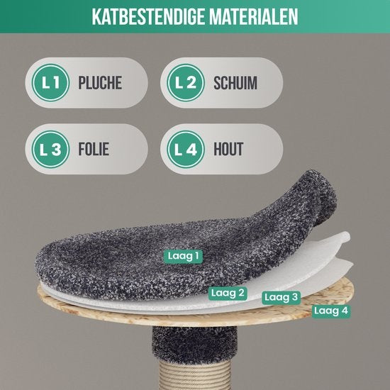 Avalo Katzenkratzbaum mit 7 Ebenen - 137x50x50 CM - Dunkelgrau