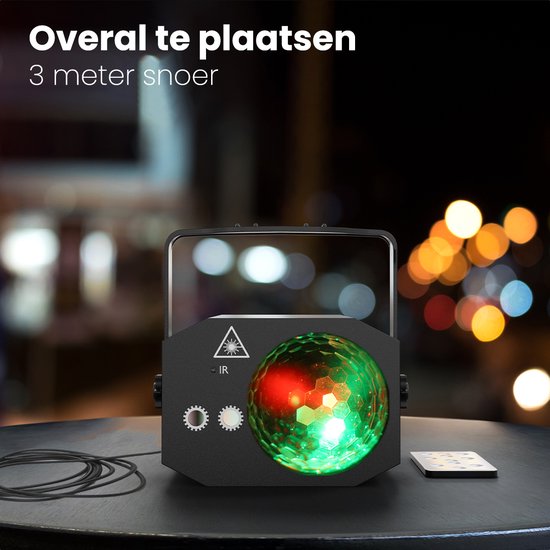 Auronic LED Disco Licht - Party Laser - Kinder - Partybeleuchtung - Disco Licht - Ferngesteuert und Musikgesteuert - 3 Meter Kabel