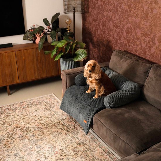 By Cee Cee Original Hundedeckenbank - Hundedeckenbank - Hundekorb - Premium - Vollständig mit Reißverschluss - Royal Collection - Rib Dark Grey - Größe M - 90x90