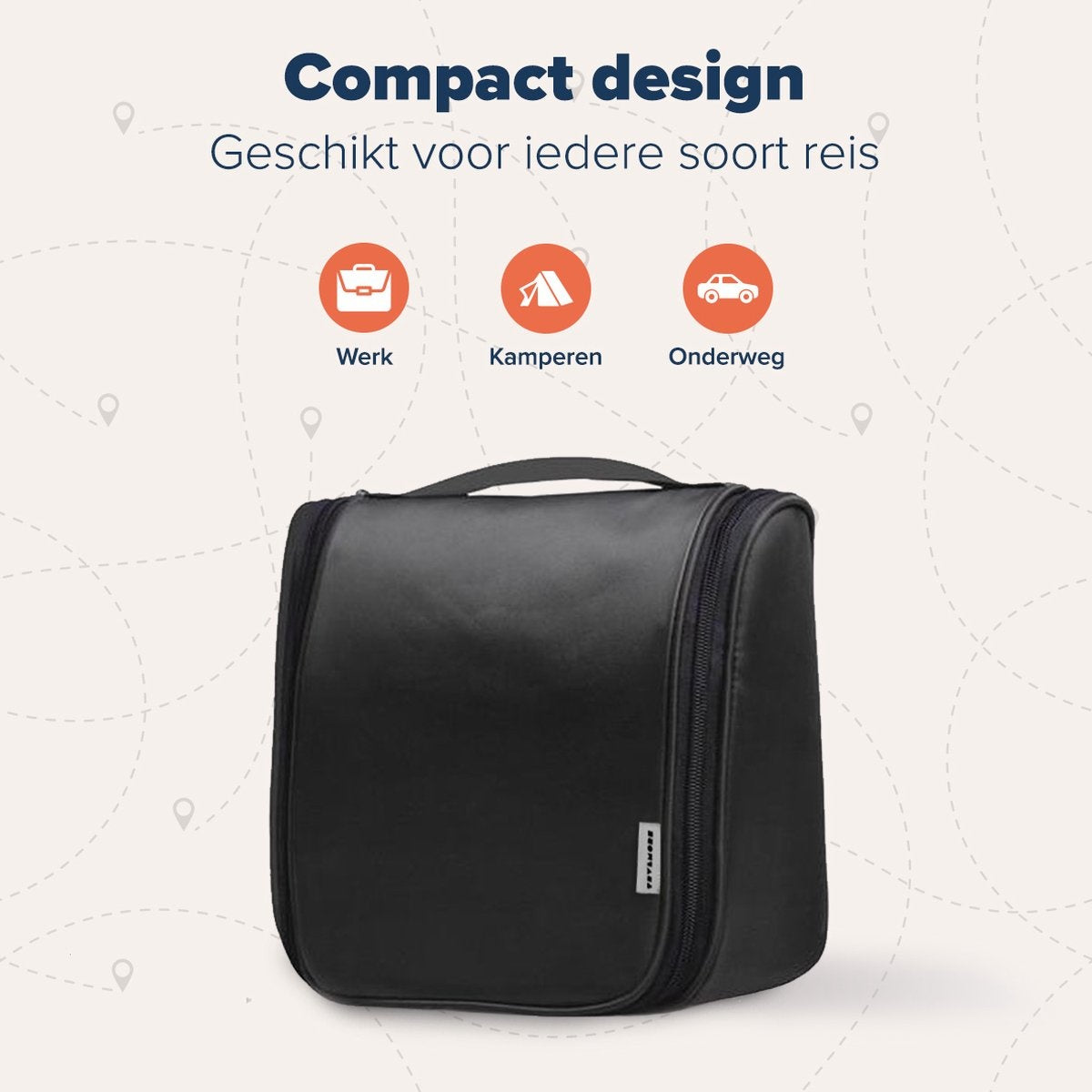 TRVLMORE Kulturtasche - Hängend mit Haken - Unisex - Schwarz