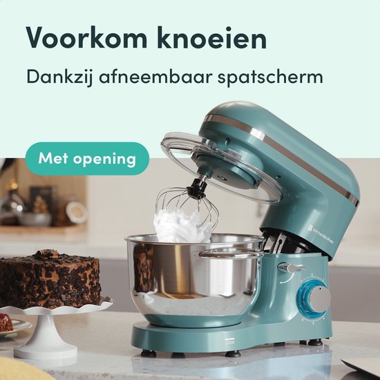KitchenBrothers Küchenmaschine - Küchenroboter - 6.2L - Mixer mit Rührschüssel - Küchenmixer - 2000W - Pastellgrün