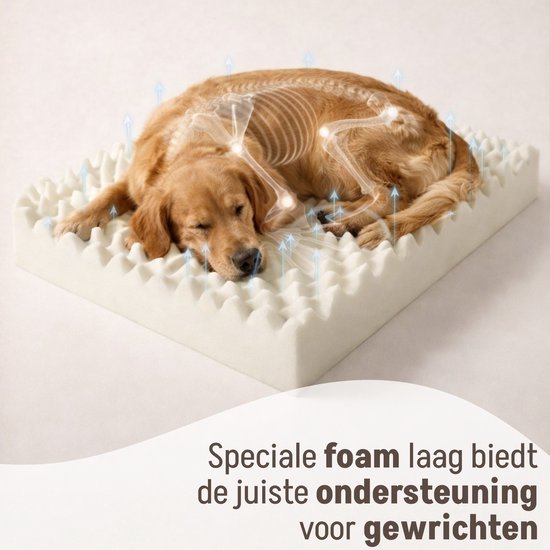 By Cee Cee Orthopädisches Hundekörbchen – Hundebett – Rippstrick – Für mittelgroße Hunde – Braun – 108 x 81 cm – Moos