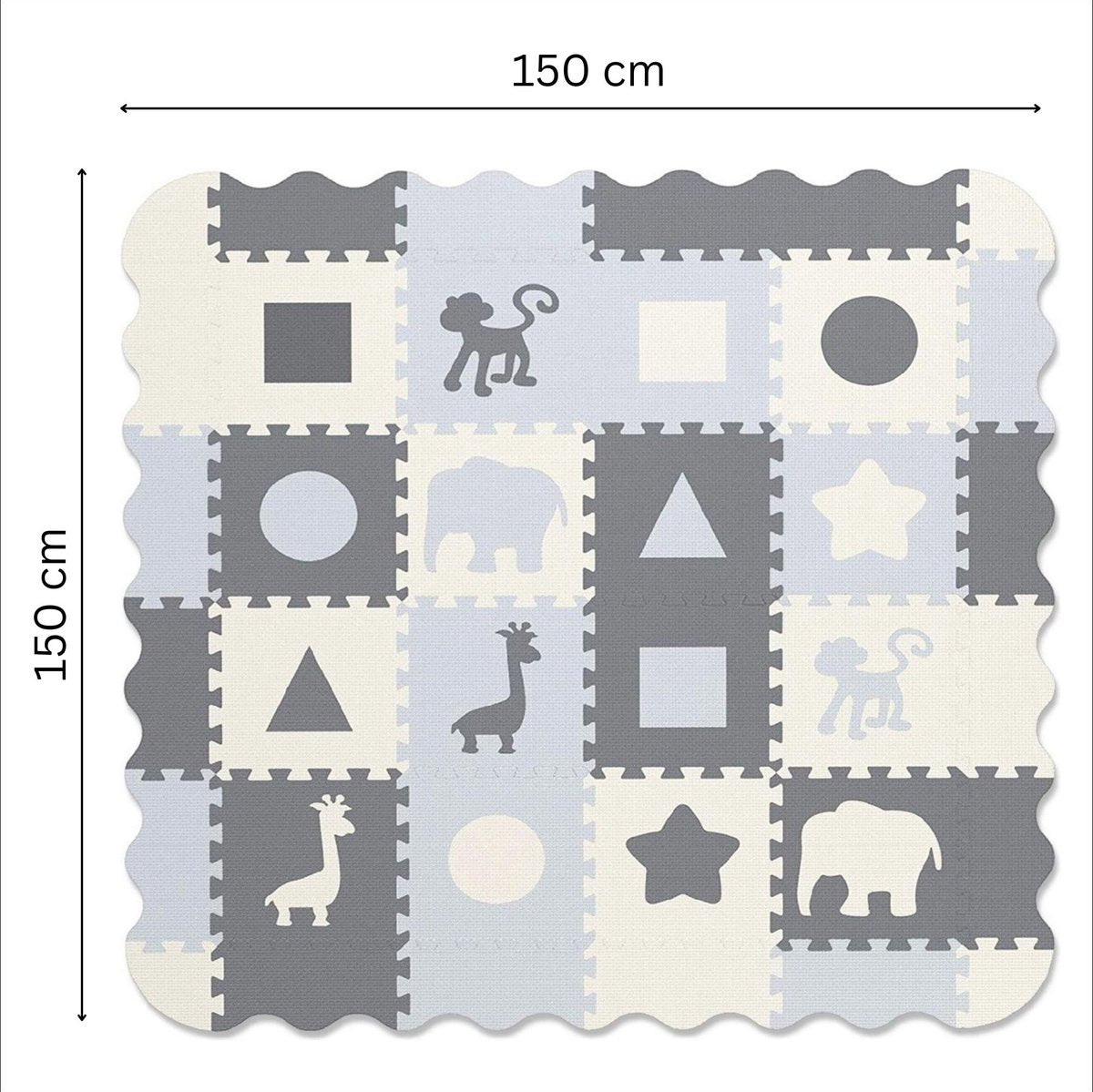 GIZMO Baby & Kleinkind Spielmatte XL - Weicher EVA-Schaumstoff Spielteppich - Mit erhöhtem Rand - Sicher und bequem - 150x150x1,5 cm