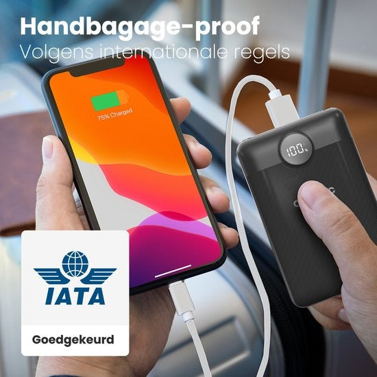 Auronic Powerbank - Schnellladegerät für iPhone und Samsung - 10.000 mAh - 22,5 W - 2 Ladeanschlüsse - Schnellladen über USB-A und USB-C - Schwarz