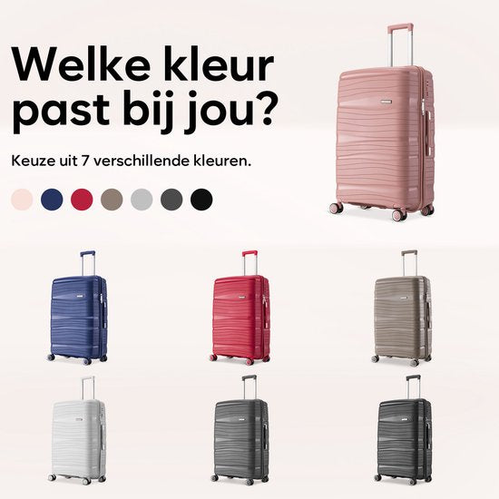 SKYCASES Travelin' Charm - 24-inch Medium Reisekoffer - Zahlenschloss - 41x24x69 cm - 68L - Leicht, Wasserdicht & Langlebig - Pink