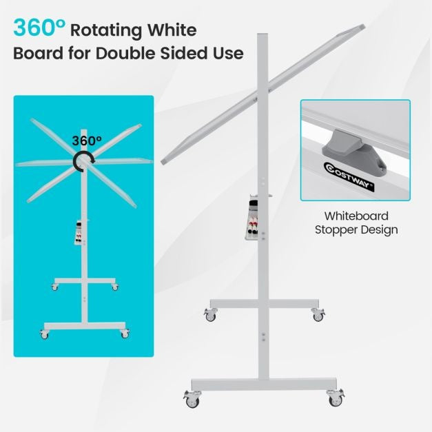 Magnetisches doppelseitiges Whiteboard mit Rollen für das Klassenzimmer, das Büro und zu Hause