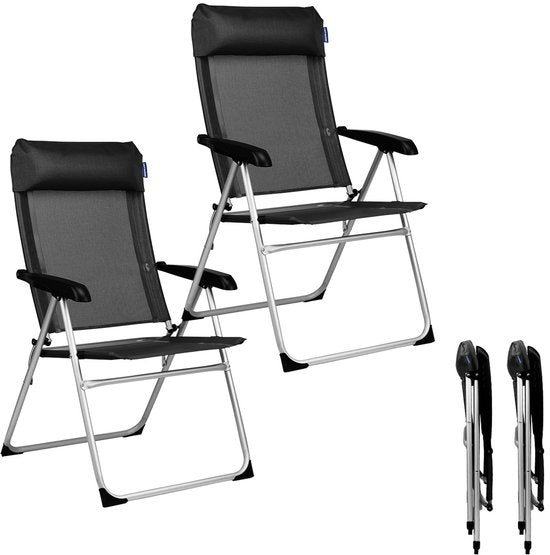 TRVLMORE Campingstühle - klappbar - 2er-Pack - 110KG Tragkraft - verstellbar - Klappstuhl - Angelstuhl - Campingstuhl - Klappstuhl - Schwarz