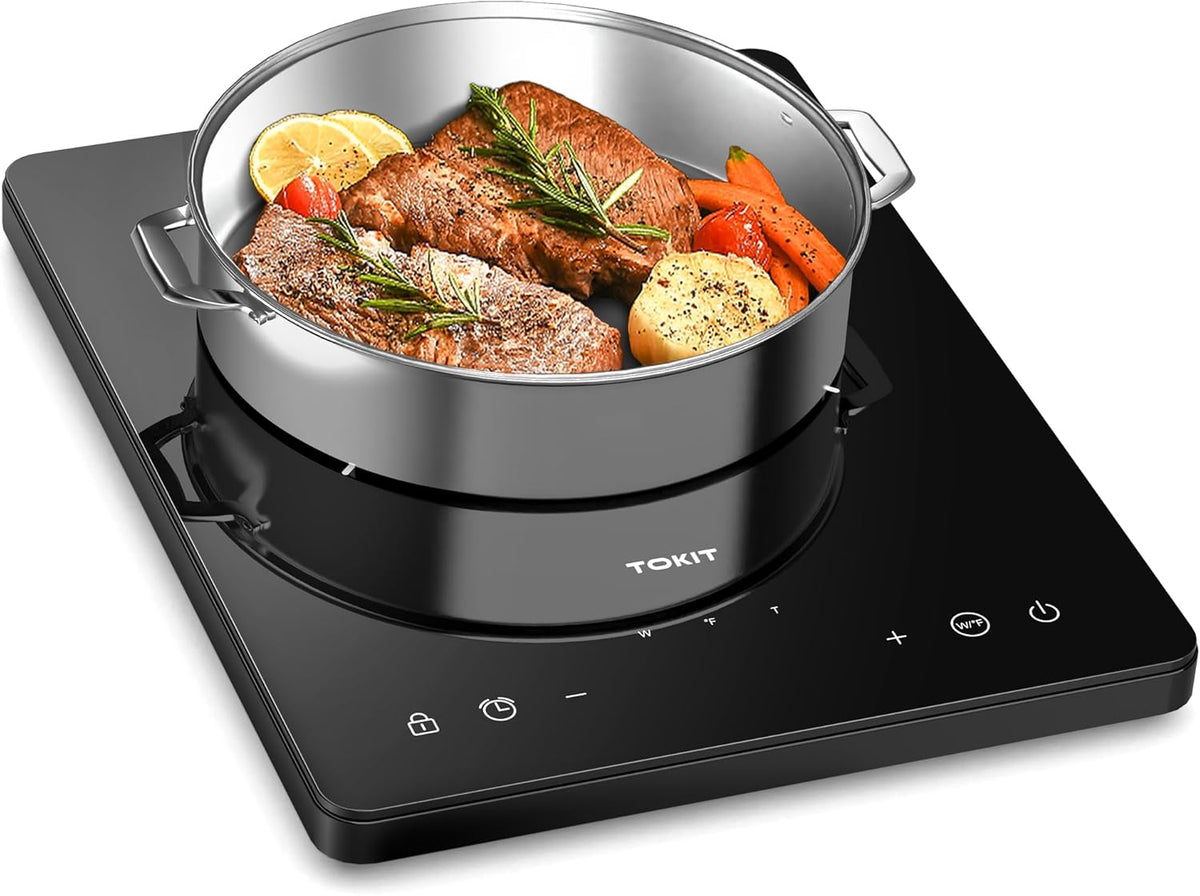 Tokit Induktionskochfeld 2000 W – 9 Kochstufen, 90-Min.-Timer – ultradünn (40 mm) – schwarz