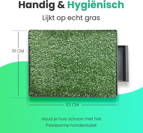 Pawesome – Hundetoilette aus Kunstrasen – Toilette für Hunde mit Rasenmatte – Welpenunterlagen – Trainingsunterlagen – Toilette für draußen – Stubenreinheitstraining – Inklusive 2 Rasenmatten