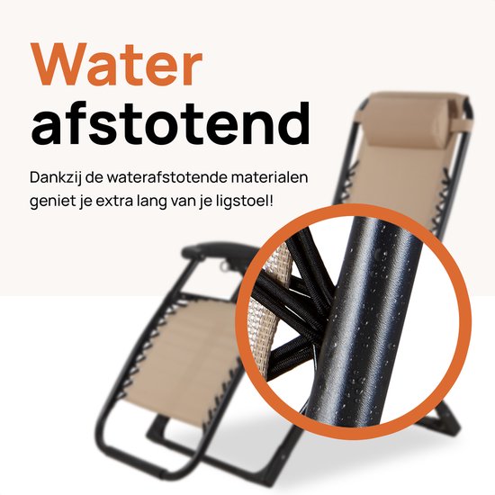 Novitaa klappbare Gartenstühle - 30°-90° verstellbar - Liege Garten - Metall - Creme