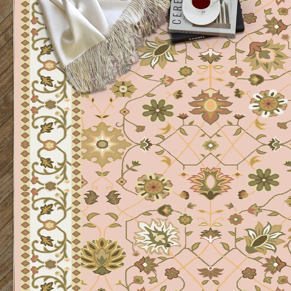 WhereHike Teppich – Mehrfarbig – Vintage-Blumenmuster – Waschbar – Rutschfest – Polyester – 183 x 274 cm