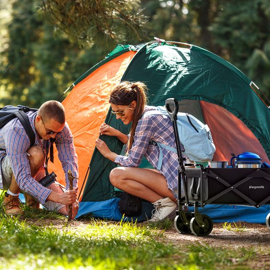 LifeGoods Wagon - faltbar - 80KG Tragfähigkeit - 80L - waschbares Polyester - zusammenklappbarer Wagon - kompakt - schwarz