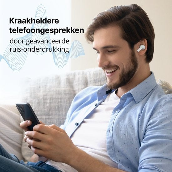 Unitone Go Wireless Earbuds - Bluetooth-Kopfhörer - Earpods - Geeignet für Apple & Android - Weiß