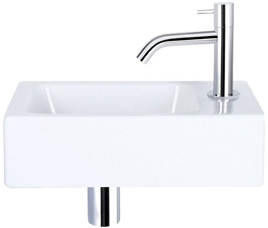 Differnz Hura L Waschbecken-Set – Toilettenwaschbecken aus Keramik – Für Warm- und Kaltwasser geeignet – Farbe: Weiß – Ideal für Toilette oder Badezimmer – Maße: 40 x 22 x 11,5 cm – Gewicht: 6000 Gramm