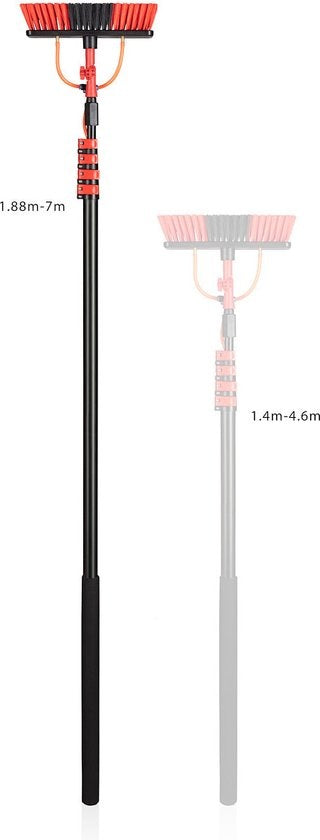 Umuzi Cleaning - Teleskop Waschbürste - 7m - Mit Seifenspender & Zubehör - Schwarz/Rot