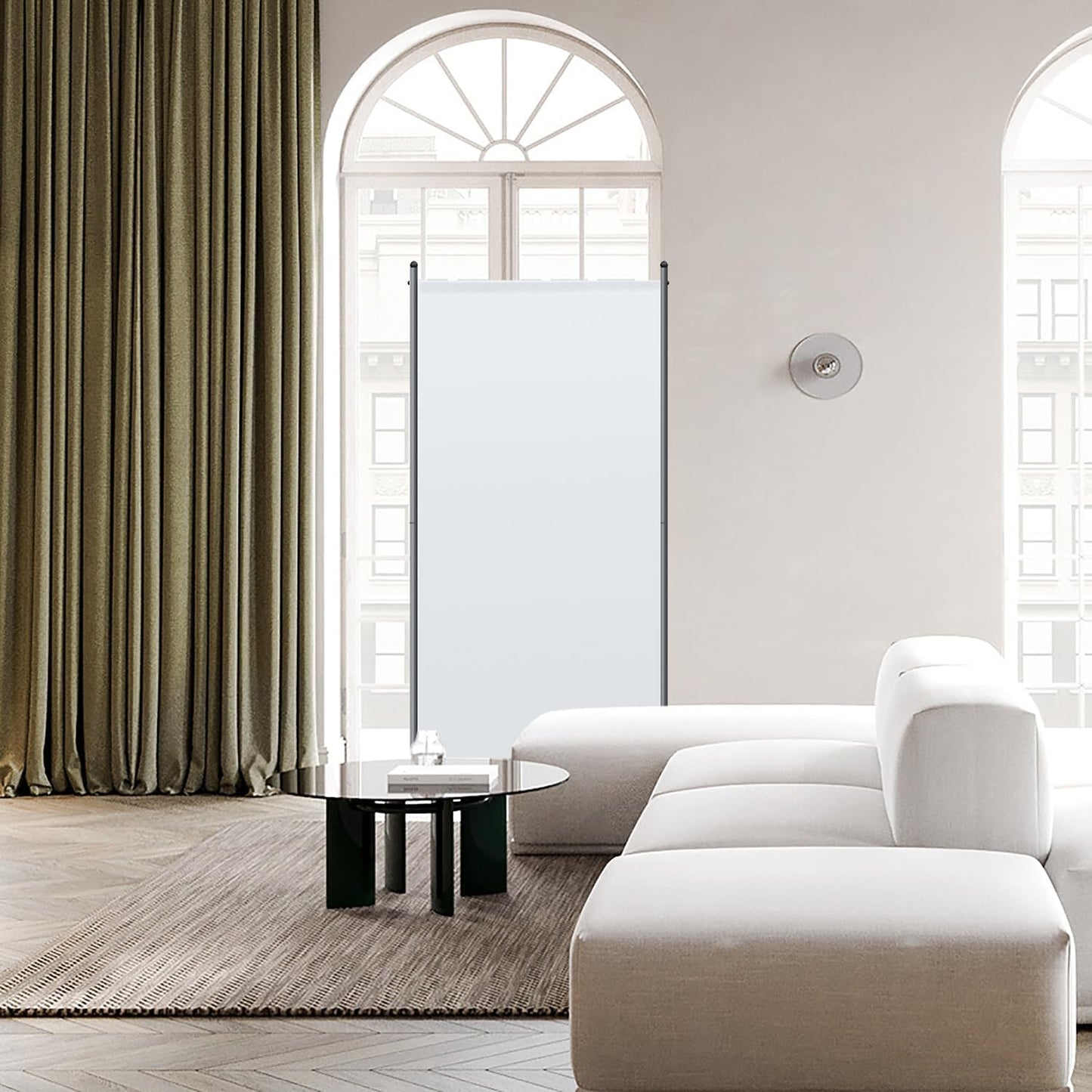 Angel Living Paravent - 1-teilig - 80x180 cm - faltbar - Stahl & 160 g/m² Polyester - Raumteiler & Sichtschutz - Weiß