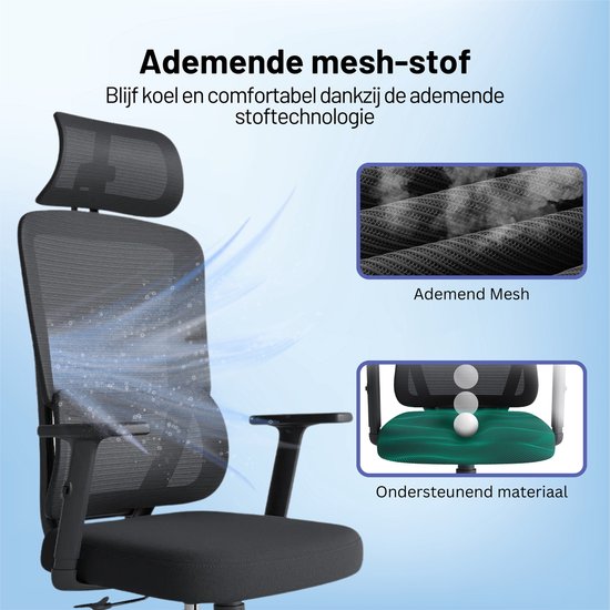 GAME HERO® Ergo G1 Ergonomischer Bürostuhl – Bürostuhl für Erwachsene – 150 kg – Schwarz