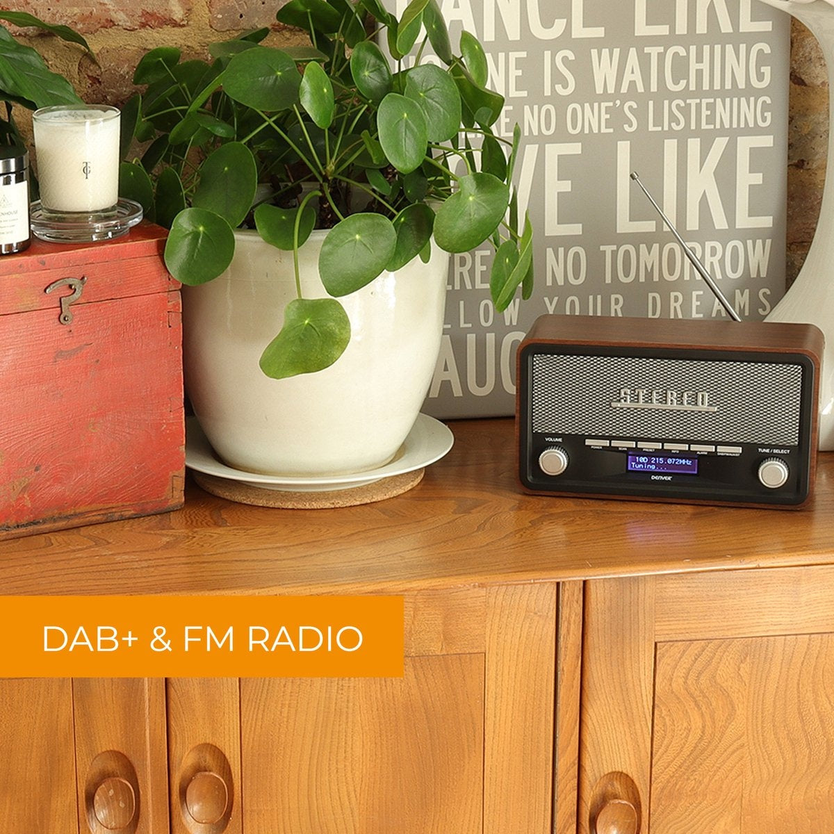 Denver - DAB-Radio - Retro-Radio - DAB+/ FM-Radio - Bluetooth - Holz