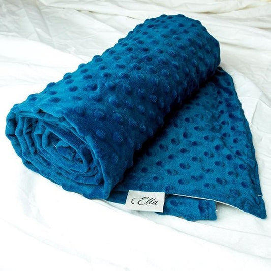 EL-Life Kinder-Gewichtsdecken-Bezug - 90×120 cm – Bio-Baumwolle & Minky-Fleece – Blau & Grau