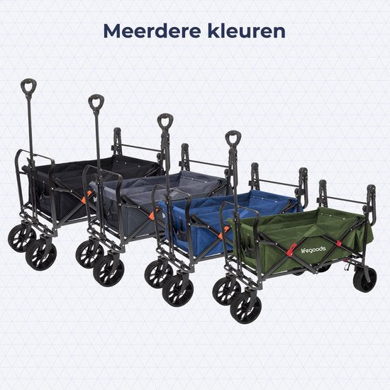 LifeGoods Wagon - Schwenkbare Räder - Bremssystem - bis zu 120Kg - 120 x 61 x 80cm - Grün