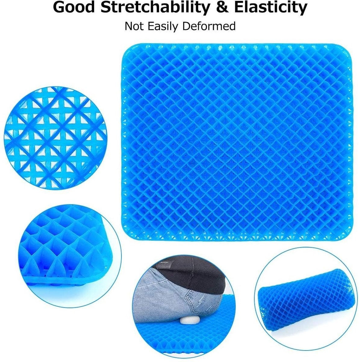 Fuegobird Gel Pillow - Ergonomisches Kissen - Sitzkissen orthopädisch - Doppelschichtige Wabenstruktur - Mit Kissenbezug - Blau