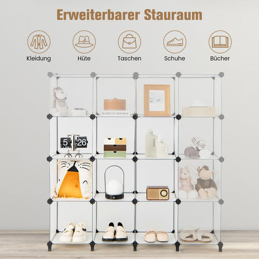 Coast Cube -plank met 16 proefpersonen modulaire opslagplank 125 x 31 x 129 cm half -transparant