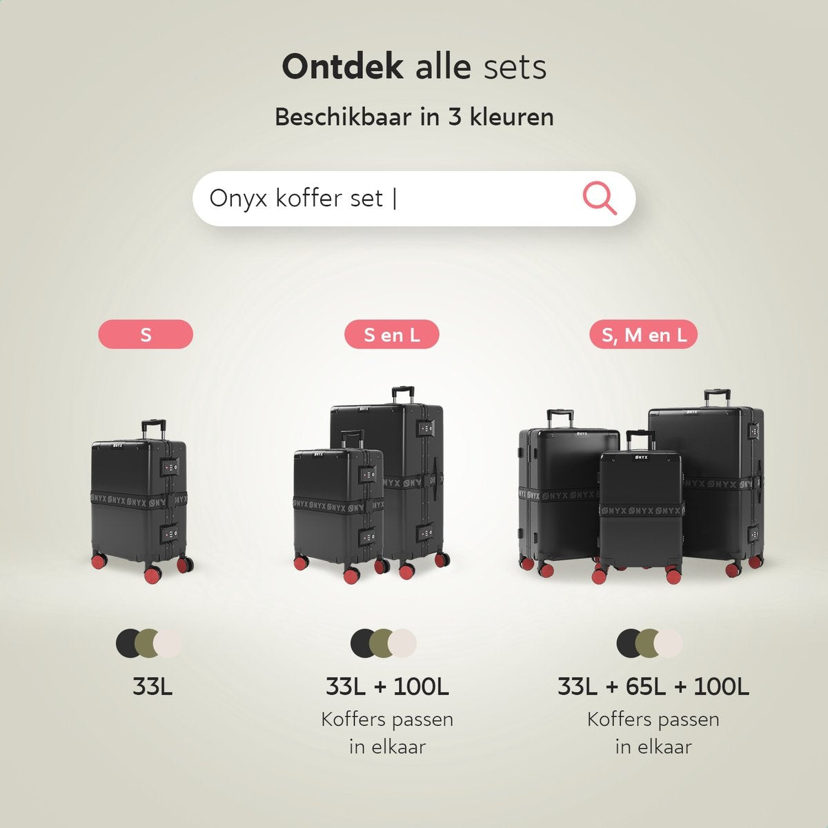 ONYXÂ® Check-in-Koffer 65L - TSA-Schloss - Spinner-Räder - leichter Trolley - Aluminium-Verschluss - Schwarz